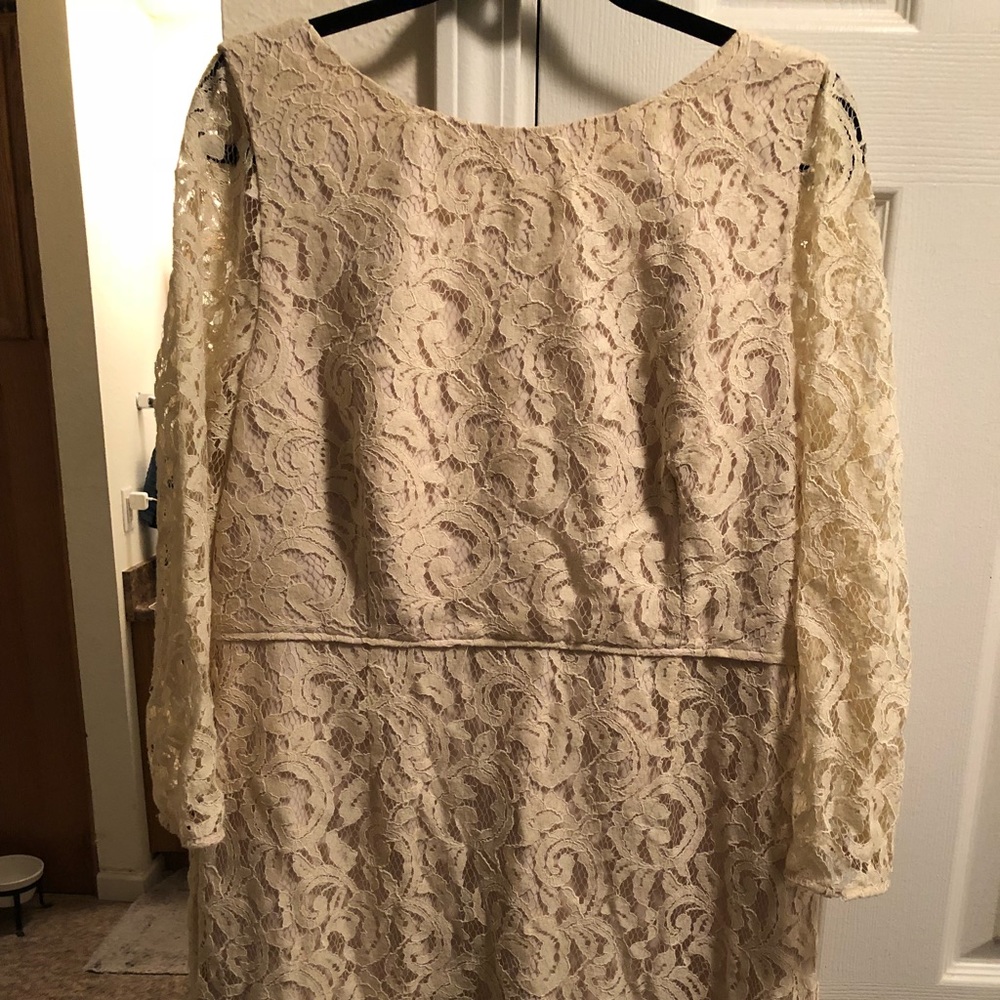 J crew Leavers Lace Sheath Dress in champagne